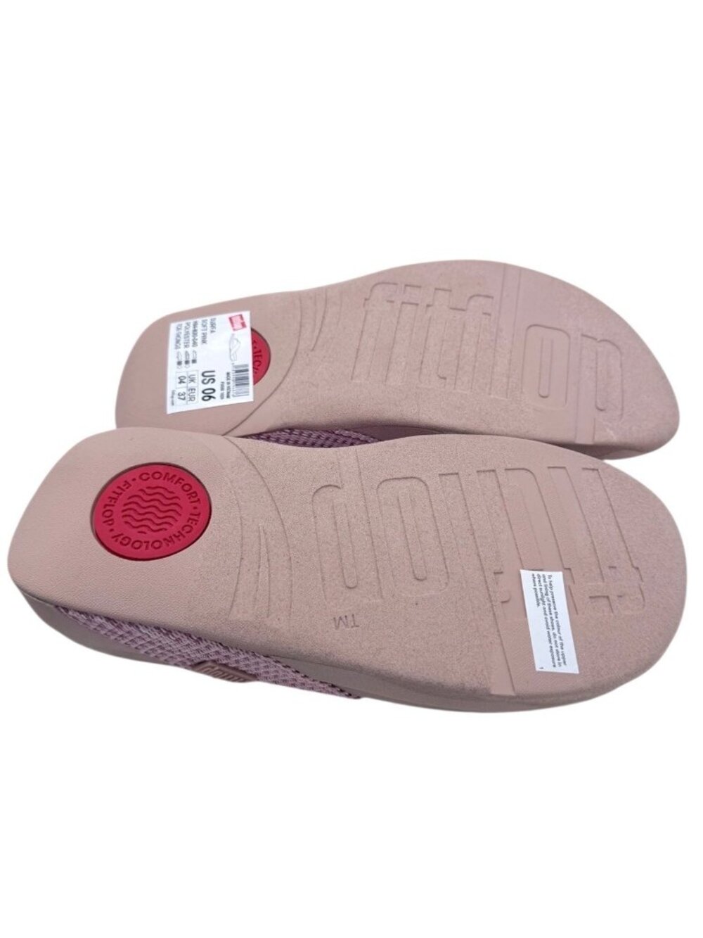FitFlop Surfa Sandals Womens 6 Pink Woven Arch Support Ergonomic Flip Flops New - Picture 6 of 7